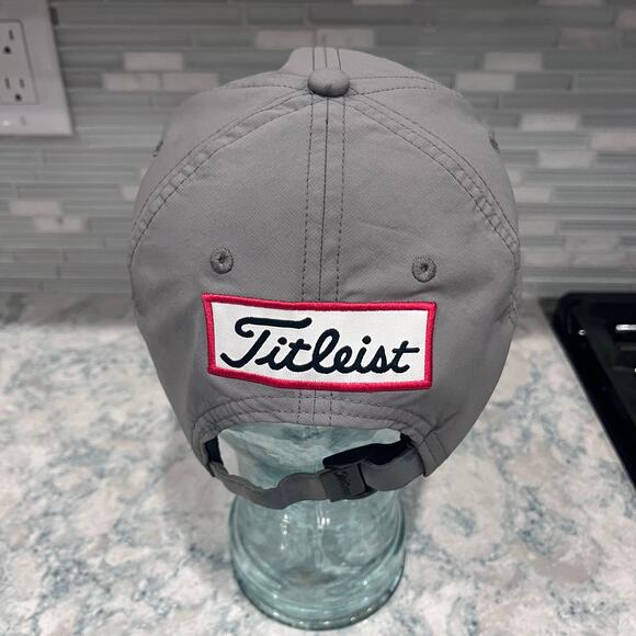 Titleist Pro-V1 Footjoy Performance Gray Adjustable Embroidered Logos Golf Hat - Picture 3 of 5